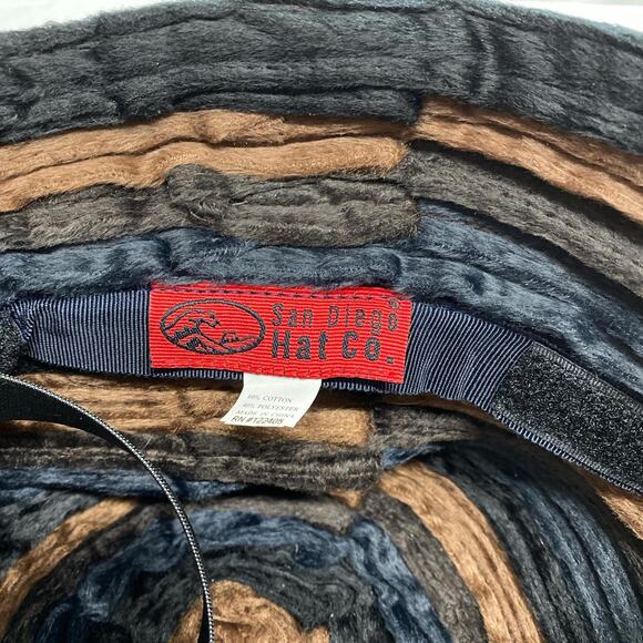 San Diego Hat Company Brown Black striped bucket hat adjustable fit vintage 90’s - Picture 4 of 5